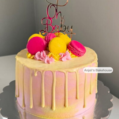 Pink and Yellow Baby Shower Cake