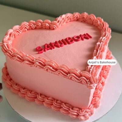 Peach Color Heart Shaped Cake