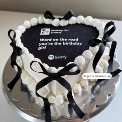 spotify black and white heart cake